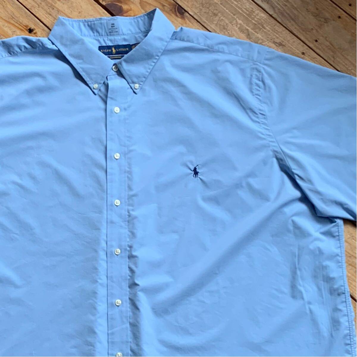 新品 ラルフローレン Ralph Lauren 半袖シャツ メンズ 4XB ビッグサイズ 大柄 ボタンダウン ワンポイント ブルー タグ付き未使用品 T2428_画像1