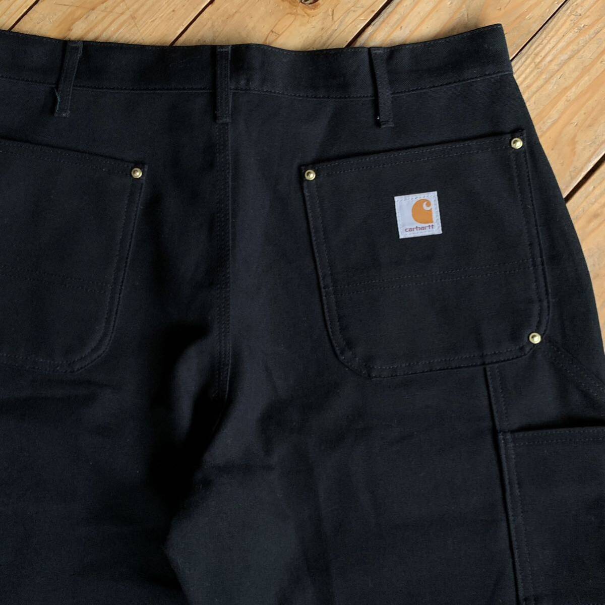 USA古着 美品 カーハート Carhartt ダブルニー ペインターパンツ メンズ 36x32サイズ 作業着 ダック地 デッドストック ブラック P1377の画像1