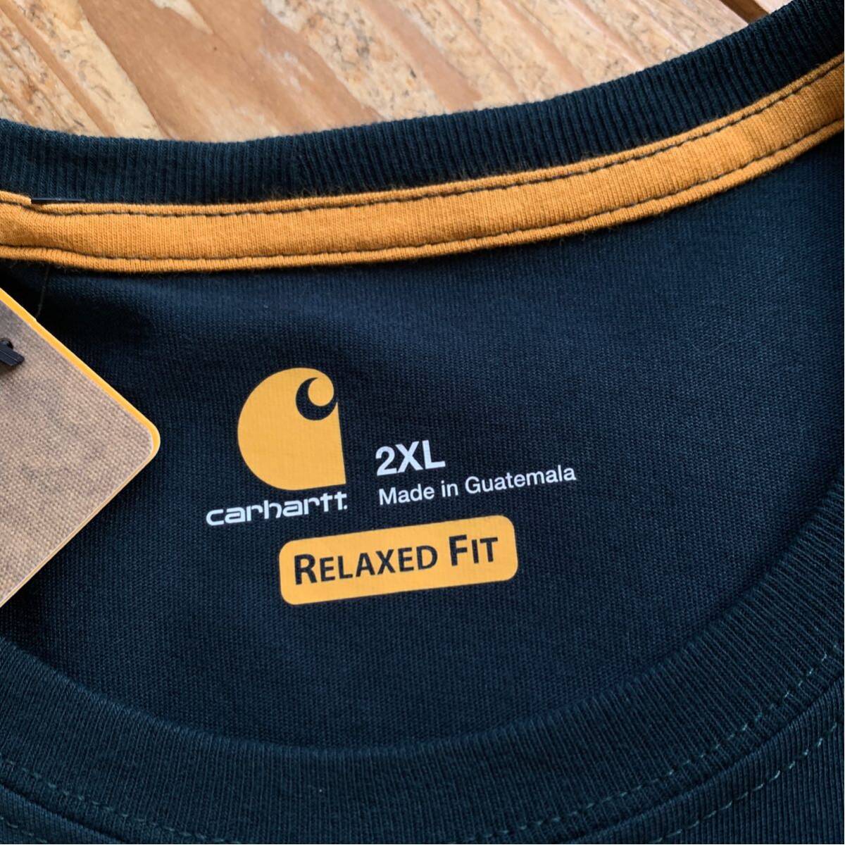 新品 CARHARTT カーハート 半袖Tシャツ メンズ 2XL ビッグサイズ ダークグリーン ワンポイント FASTDRY レギュラー タグ付き未使用品 T2457_画像4