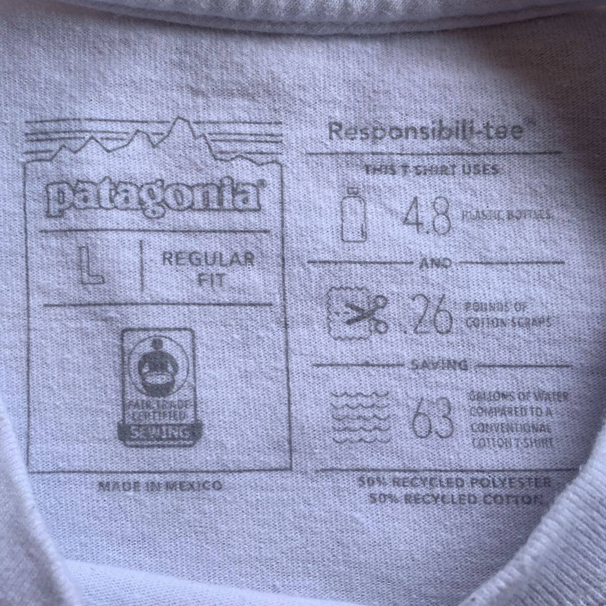 USA古着 パタゴニア PATAGONIA 半袖Tシャツ メンズ Lサイズ 胸ロゴ カットソー アメカジ 白 ホワイト レギュラーフィット 春物 夏物 T2477_画像4