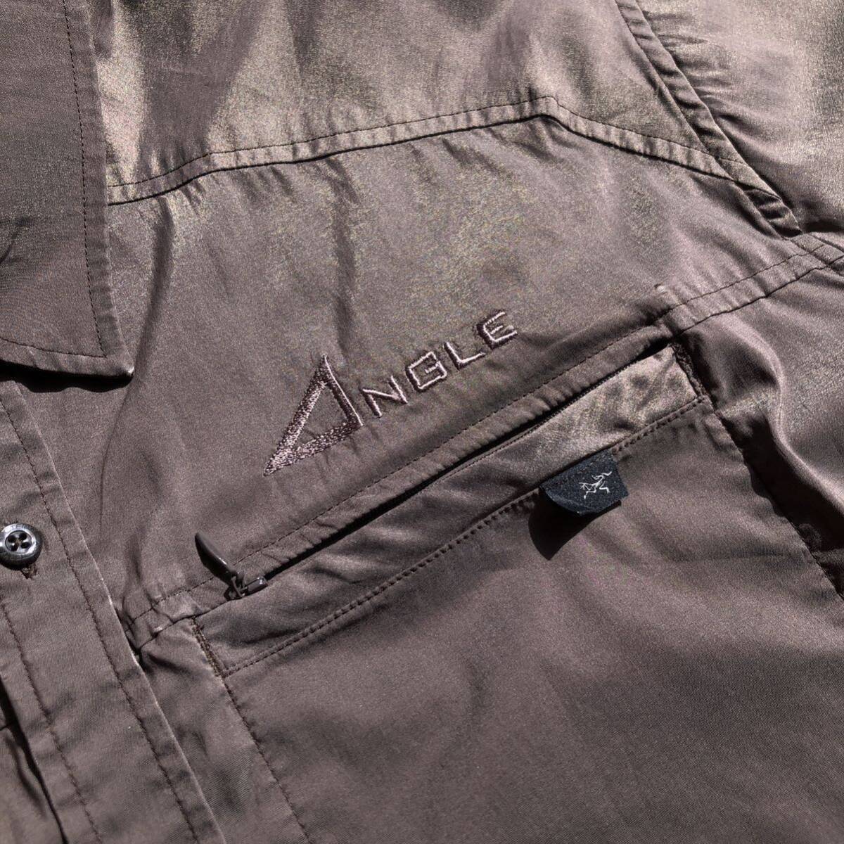 USA б/у одежда ARC*TERYX Arc'teryx рубашка с коротким рукавом мужской XL размер Brown . карман вышивка Logo предприятие хлопок поли America скупка T2491