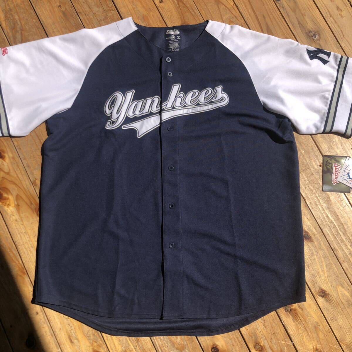 新品 New york Yankeesヤンキース Stitches ベースボールシャツ メンズ XXLサイズ MLB ビッグサイズ ゲームチーム 野球 USA古着 T2506_画像2