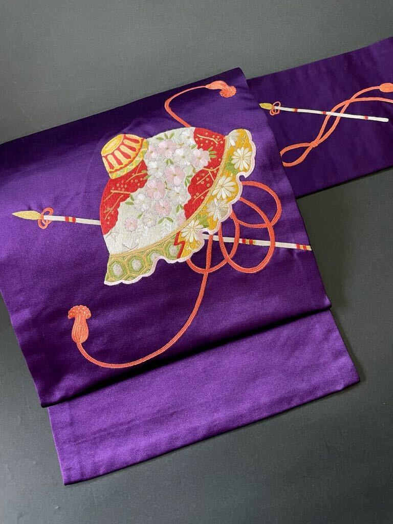 アンティーク着物◆手刺繍 名古屋帯 日本刺繍 古典柄 正絹 大正ロマン きものさらさ奈良店の画像2