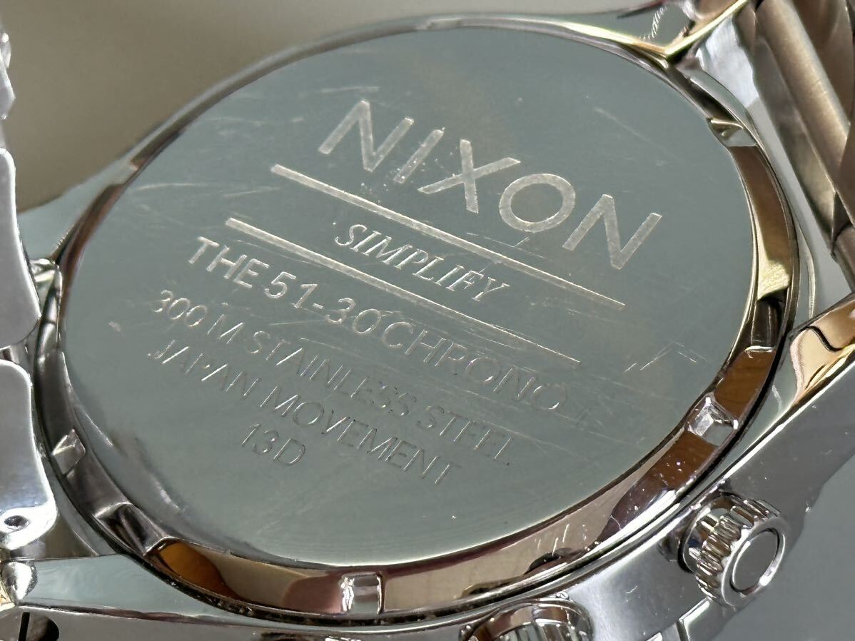 1円〜◇NIXON ニクソン SIMPLIFY THE 51-30 CHRONO クロノグラフ 白文字盤 クォーツ メンズ腕時計 稼働品の画像9