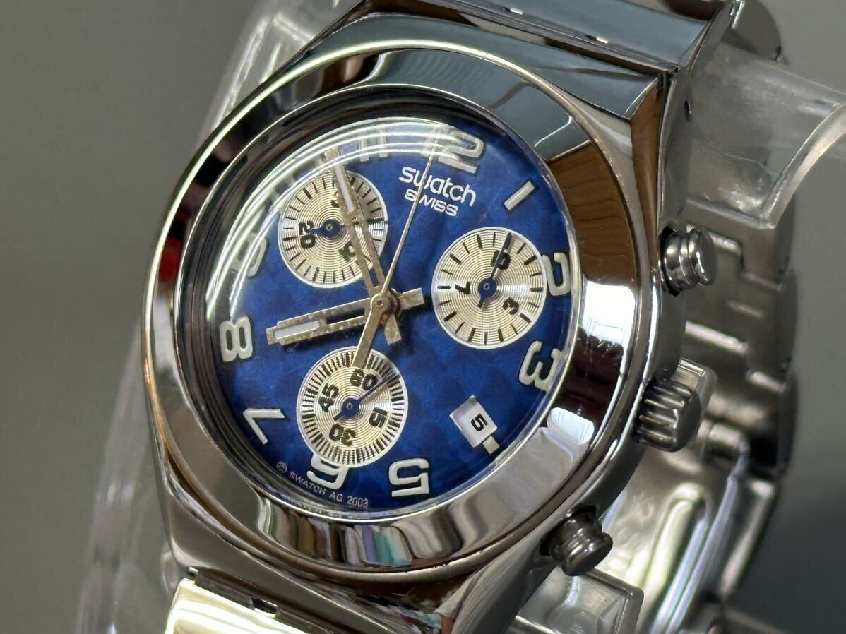 1円〜◇swatch スウォッチ IRONY クロノグラフSWISS クォーツ メンズ腕時計 稼働品の画像2