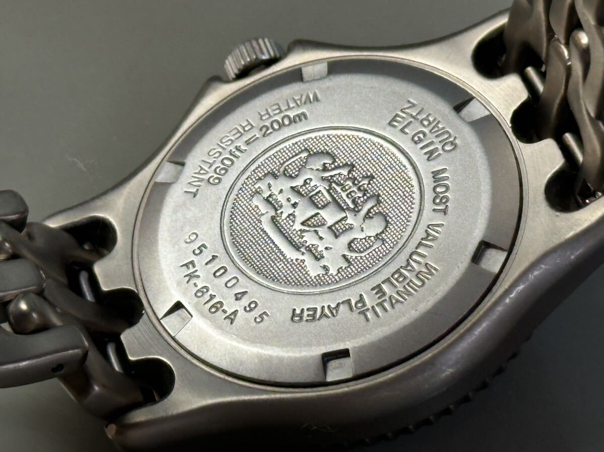 1円〜◇ELGIN エルジン TITANIUM チタン FK-616-A クォーツ メンズ腕時計 稼働品の画像9