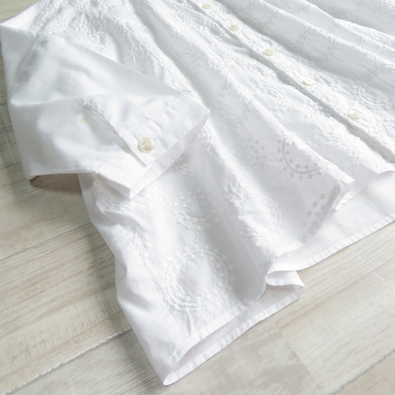 STAMP AND DIARY スタンプ アンド ダイアリー◆コットン刺繍 ビッグシャツ ブラウス 白ホワイト 日本製の画像4