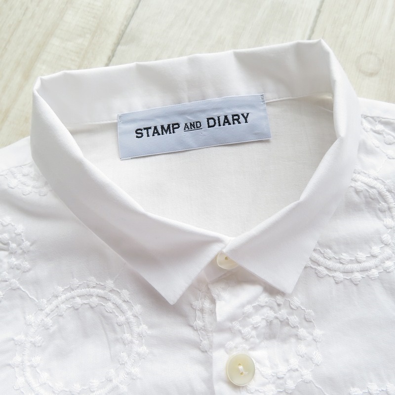 STAMP AND DIARY スタンプ アンド ダイアリー◆コットン刺繍 ビッグシャツ ブラウス 白ホワイト 日本製_画像7