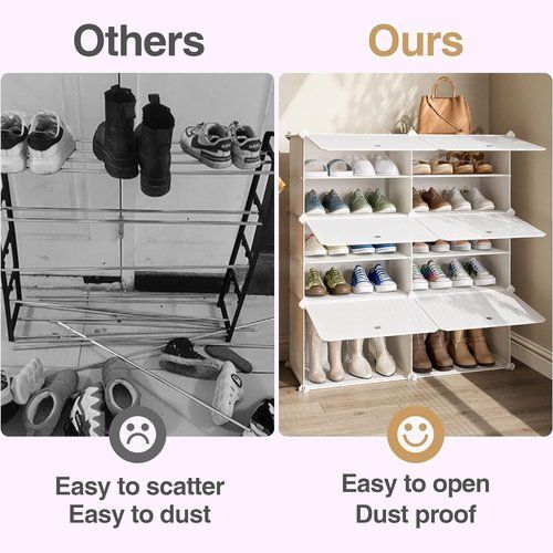 JOISCOPE 2*6 white high capacity .. measures space-saving opening and closing door many layer sneakers shoe rack shoes box 257