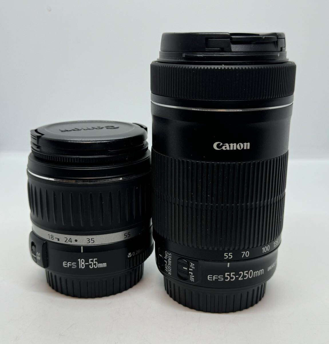 CANON ZOOM LENS EF-S 55-250mm 1:4-5.6 IS STM / CANON ZOOM LENS EF-S 18-55mm 1:3.5-5.6 II USM 【HH106】の画像1