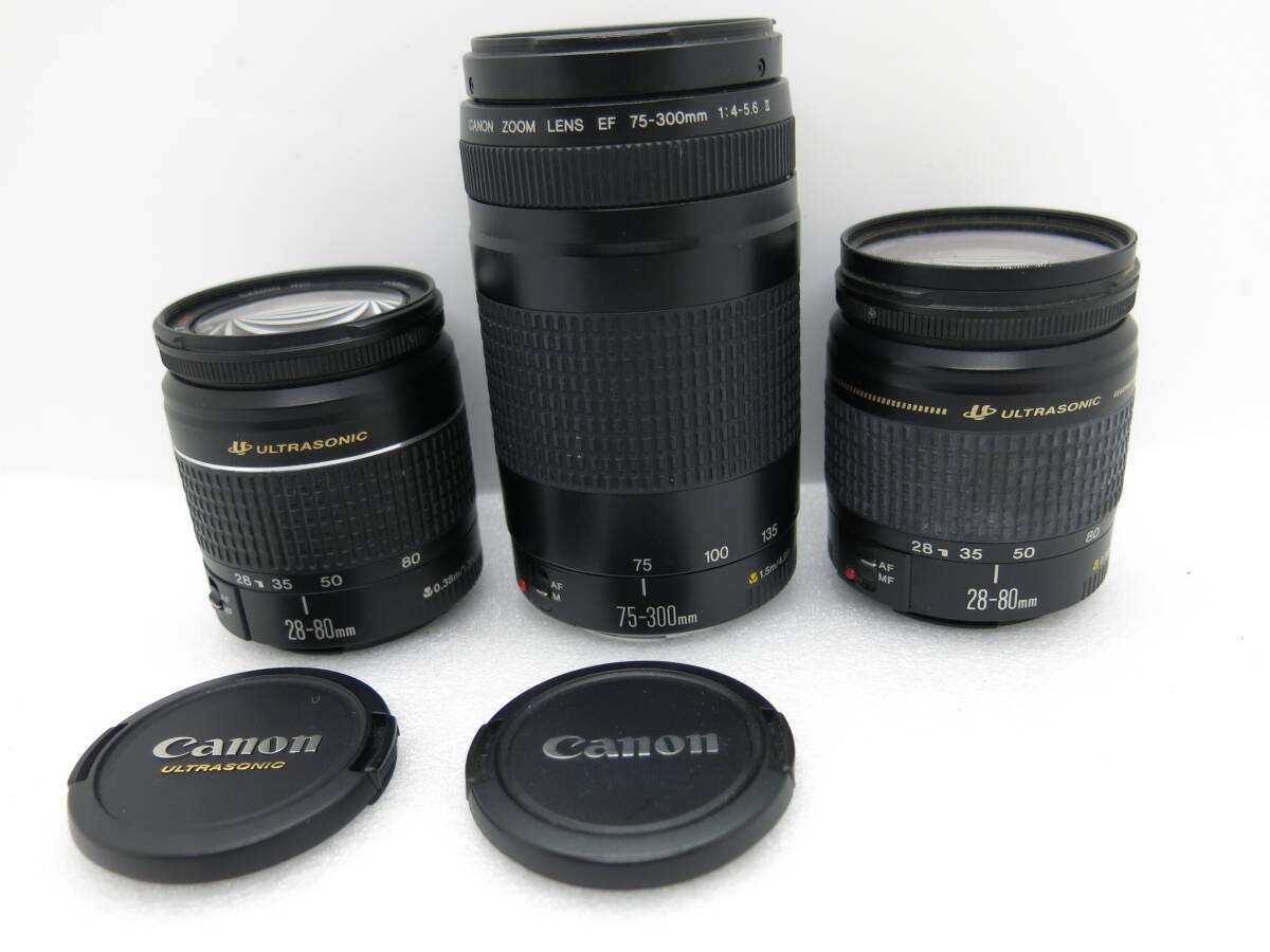 Canon LENS EF75-300mm/1:4.5-5.6Ⅱ/EF 28-80mm1:3.5-5.6Ⅴ/ULTRASONIC EF 28-80mm 1:3.5-5.6Ⅳ【KNK072】　 　_画像1