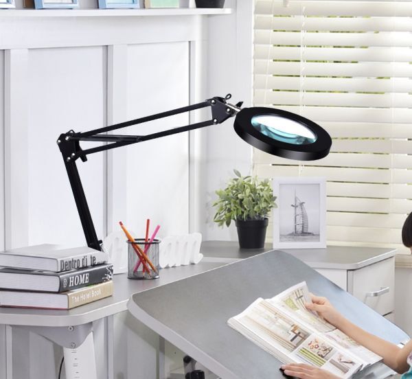  stand magnifier LED light attaching clip type USB supply of electricity 360° angle adjustment possibility magnifying glass magnification 8 times 3 mode 10 -step style light reading nails self ..gg0002