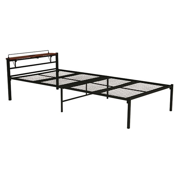 スチールシングルベッド 棚付ヘッドボード付 スチールメッシュ スチールシングルベッド 棚付ヘッドボード付 スチールメッシュ