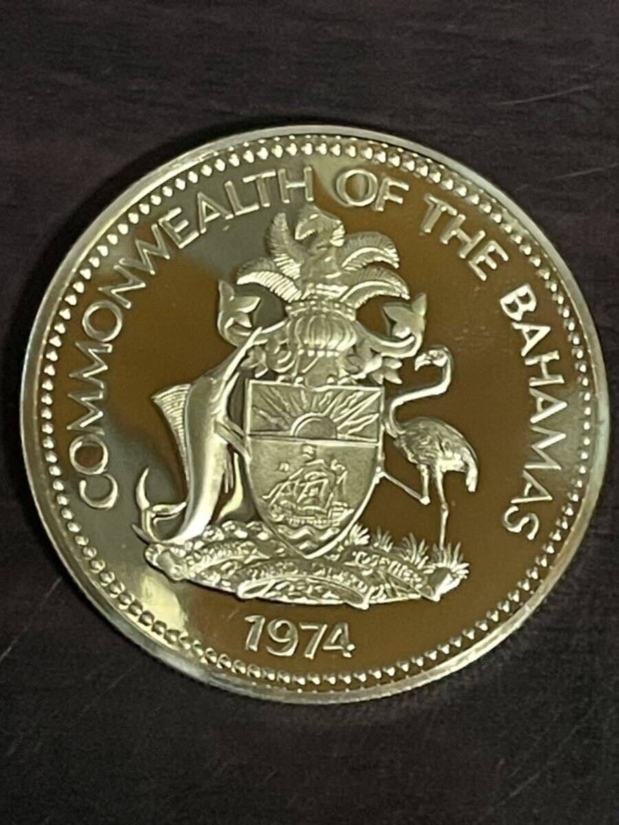 バハマ諸島 プルーフ1ドル銀貨 1974年  古銭 コイン 硬貨 の画像2