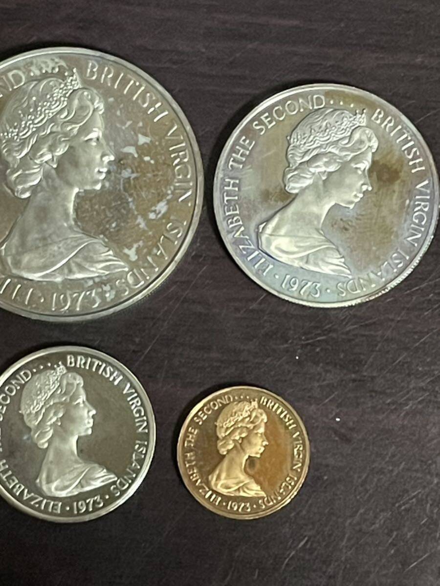 英領ヴァージン諸島初の公式貨幣 大型銀貨 エリザベス2世 1ドル銀貨はスターリングシルバー 銀925 1973年 硬貨 古銭 外貨 の画像3