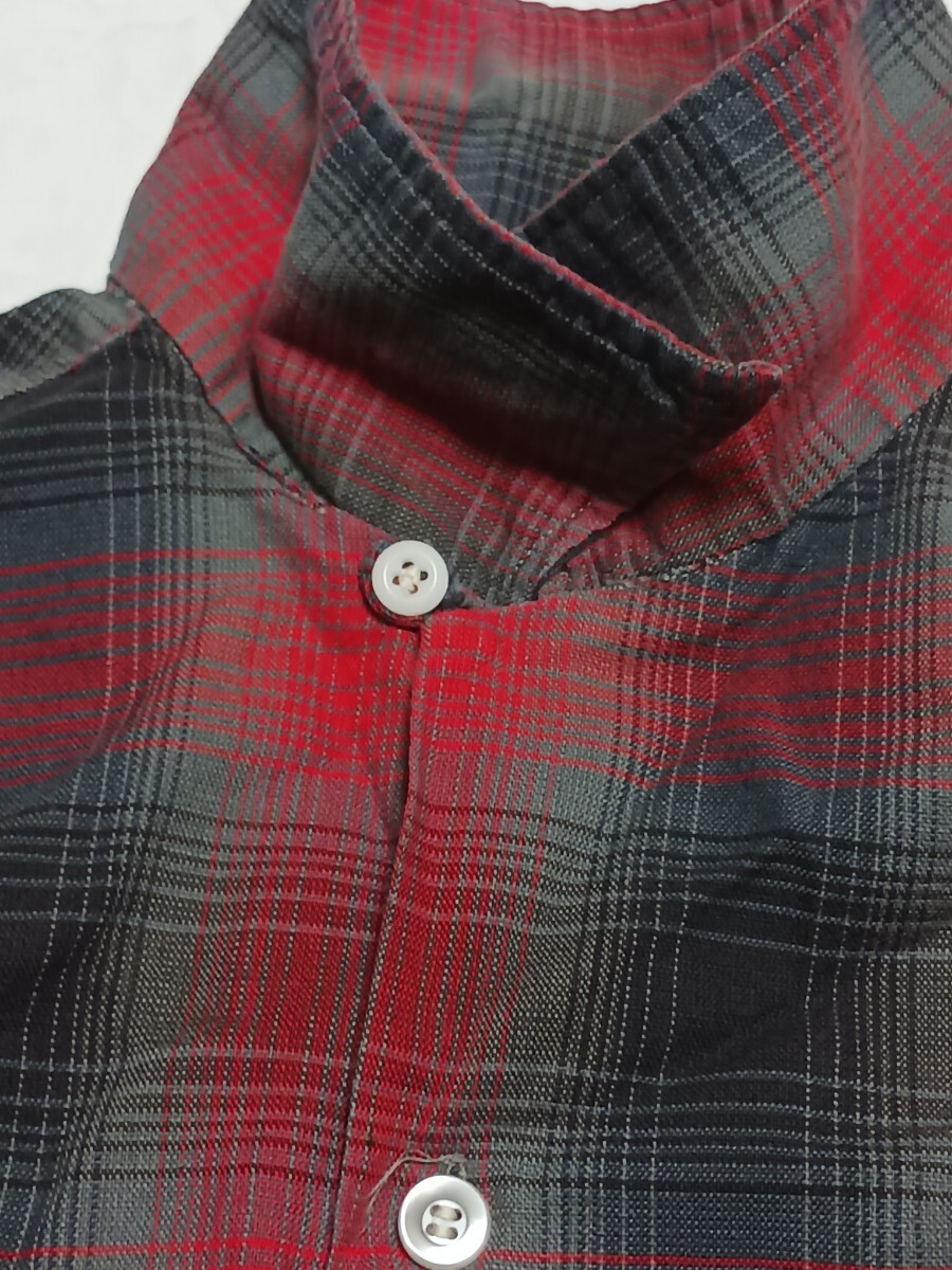 60S～ オープンカラーコットンシャツ 黒/赤 Sir William ビンテージ vintage 60年代 長袖シャツ オンブレ オープンカラーの画像7