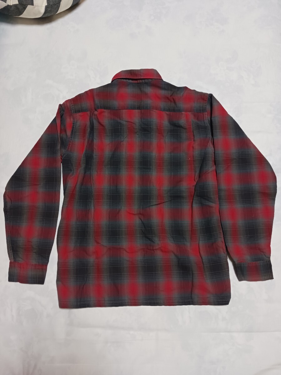60S～ オープンカラーコットンシャツ 黒/赤 Sir William ビンテージ vintage 60年代 長袖シャツ オンブレ オープンカラーの画像8