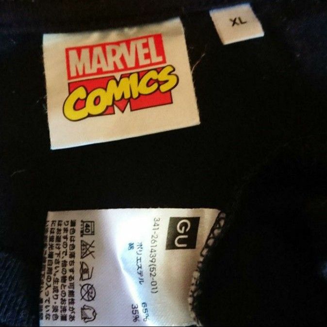 GU MARVEL COMICS プリントTシャツ  Tシャツ ブラック 黒 半袖Tシャツ 古着 半袖 XL