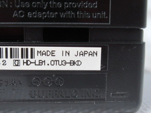 03127 Ω 新Q 0163m 保証有 BUFFALO【 HD-LB1.0TU3-BKD 】バッファロー 1TB 外付けHDD 動作確認/初期化済 AC・USBケーブル付_画像9