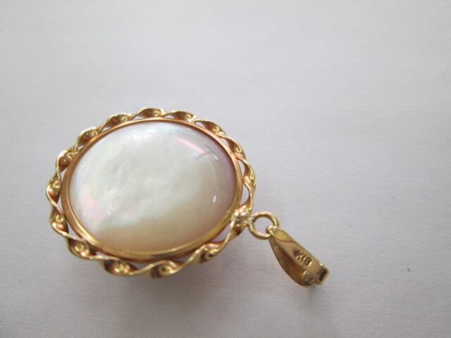  profit tax included price!K18 natural mabe pearl diameter 17.0mm pendant home post postage 110 jpy 