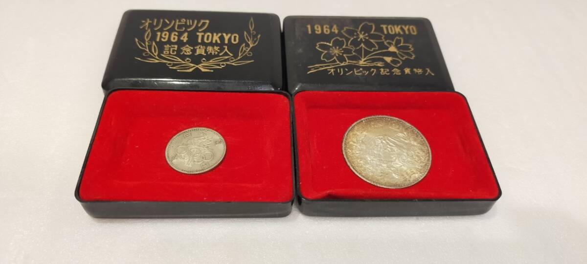 1964年 東京オリンピック記念1,000円銀貨 ケース有+1964年 東京オリンピック記念100円銀貨 ケース有 58140aの画像4