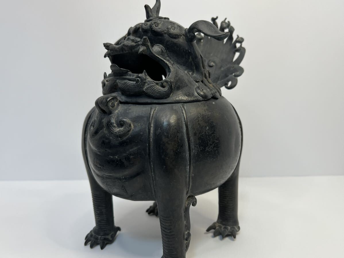 中国古美術 明時代 古銅獅子香炉 銅製 香炉 唐物 香道具 茶道具 置物 中国美術 獅子香炉 古銅 獅子 中国古玩 古物保 の画像1
