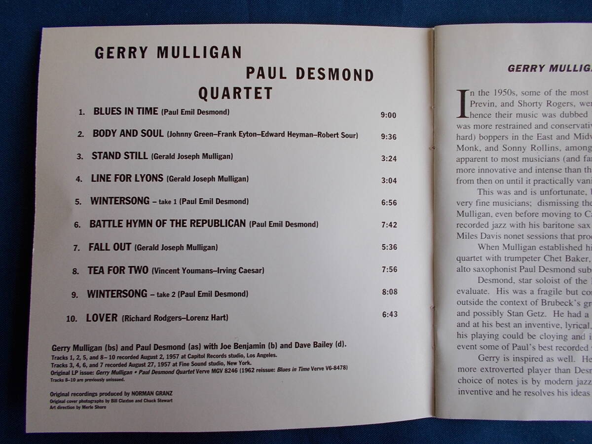 ジェリー・マリガン＆ポール・デスモンド／GERRY MULLIGAN & PAUL DESMOND QUARTET +3の画像3