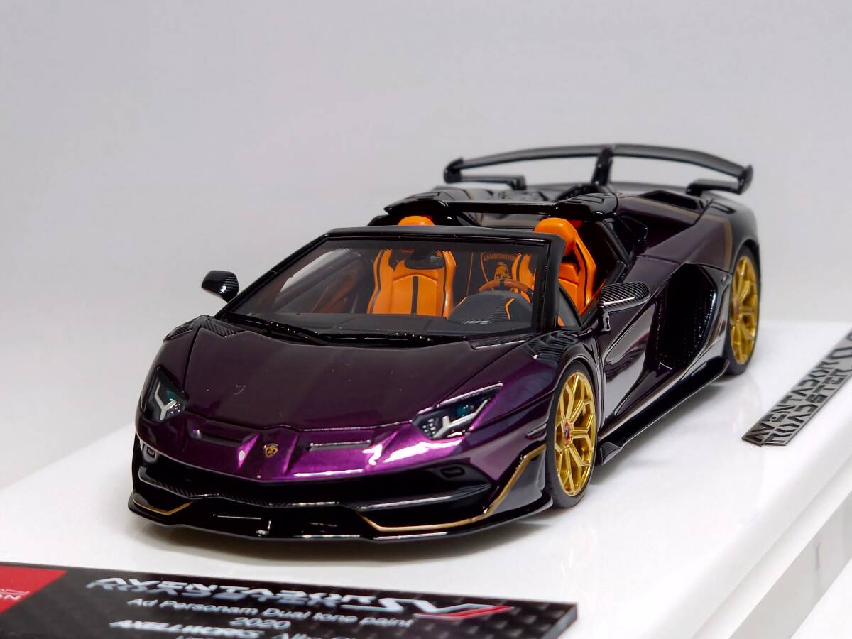 Axellworks/メイクアップ/アイドロン1/43Lamborghini Aventador SVJ Roadster Ad Personam2tone paint Alba Cielo/Nero Helene Ltd.35pcs.の画像2