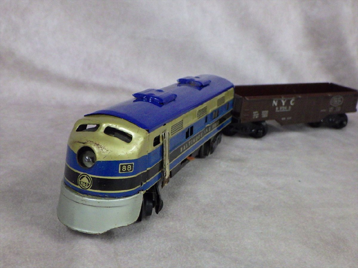 ◎71 当時物 ボルチモア＆オハイオ 鉄道 ブリキ 模型 日本製 バッテリー 動作品 1960年代 昭和 レトロ 玩具 貨物 列車 電車 バルチモア_画像1
