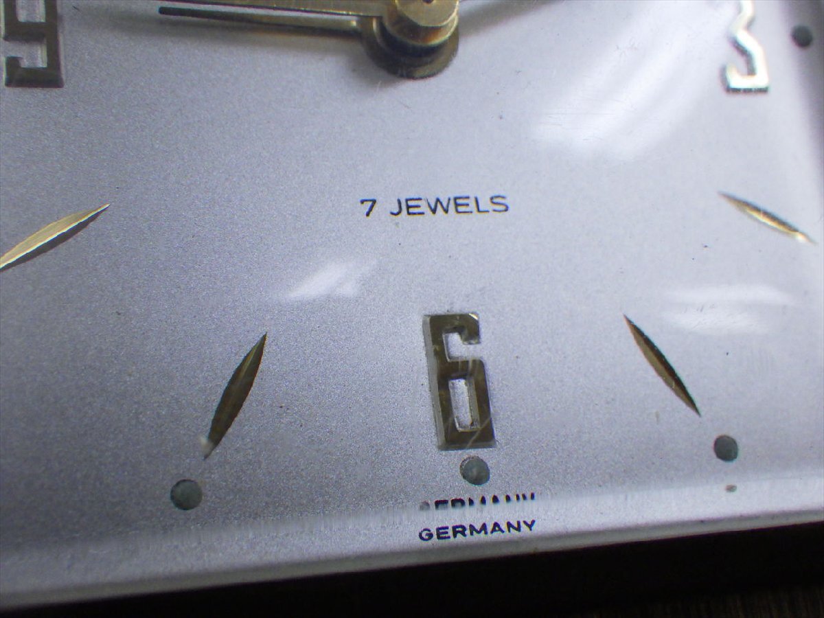 S49 当時物 ドイツ製 DIPLOMAT 7JEWELS 金属製 機械式 置時計 動作品 昭和 レトロ アンティーク ビンテージ ゼンマイ_画像5