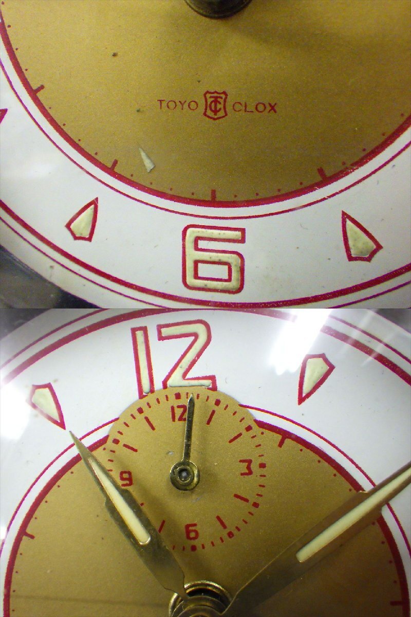 S3 当時物 TC 東洋時計 ベークライト 黒色 機械式 置時計 時報 日本製 動作します 昭和 レトロ アンティーク ビンテージ TOYO CLOCK 手巻き_画像3