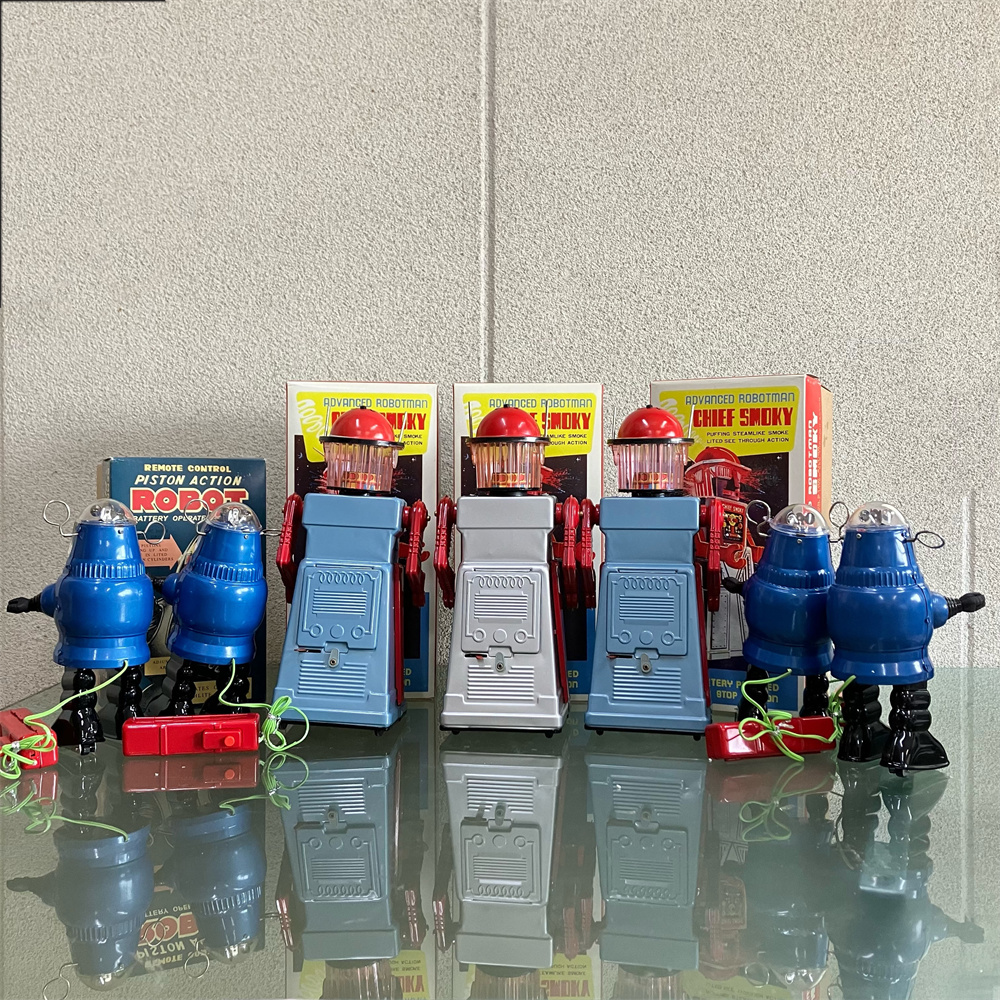 ロボット Mr.CHIEF Piston Action Robot ミスターチーフ ジャンク品 ブリキ玩具 ロボット おもちゃ セット 7点の画像2