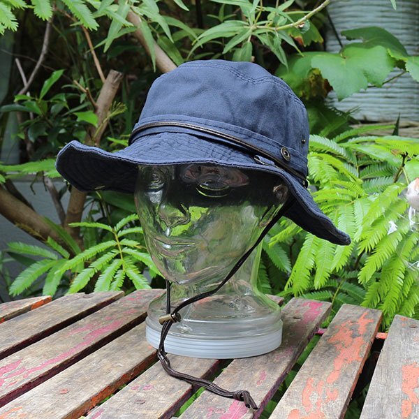 62cm largish size hat men's lady's hat Safari adventure square ring navy 