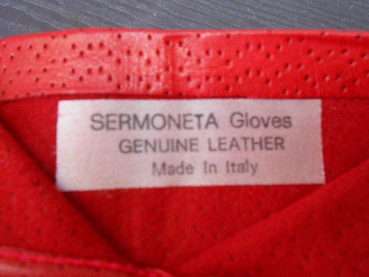 25061 譲渡品 イタリア製 レザー手袋 赤色 MADE IN ITALY レディース 全長：約22cm 最大幅：約9cm 新品・未使用の画像4