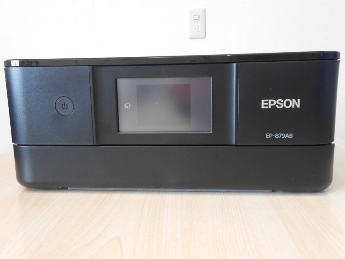 24965 中古・保管品 EPSON エプソン インクジェット複合機 EP-879AB プリンター 通電確認済み インクおまけ付き ブラック カラー Wi-Fi_画像1