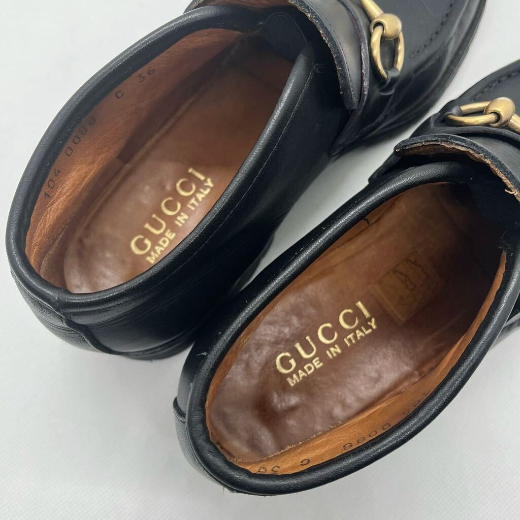 【美品】GUCCI グッチ ホースビット チャッカブーツ ゴールド金具 ブラック 36 レザーシューズ ショートブーツ 高級 人気 イタリア製の画像8