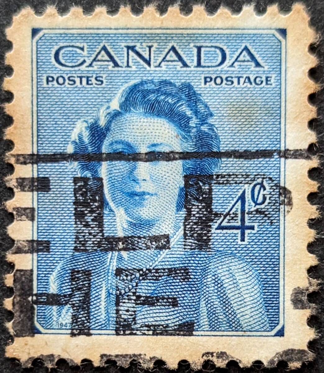 【外国切手】 カナダ 1948年02月16日 発行 エリザベス王女の結婚式 消印付き_画像1