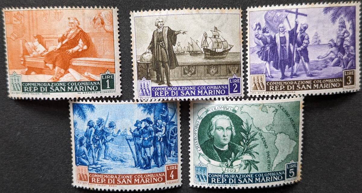 【外国切手】 サンマリノ 1952年01月28日 発行 クリストファー・コロンブス生誕500周年(1451-1506) 未使用_画像1