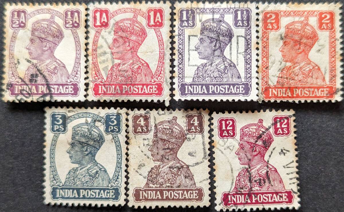 【外国切手】 インド 1941年01月10日 発行 ジョージ6世、1895-1952年 消印付き_画像1