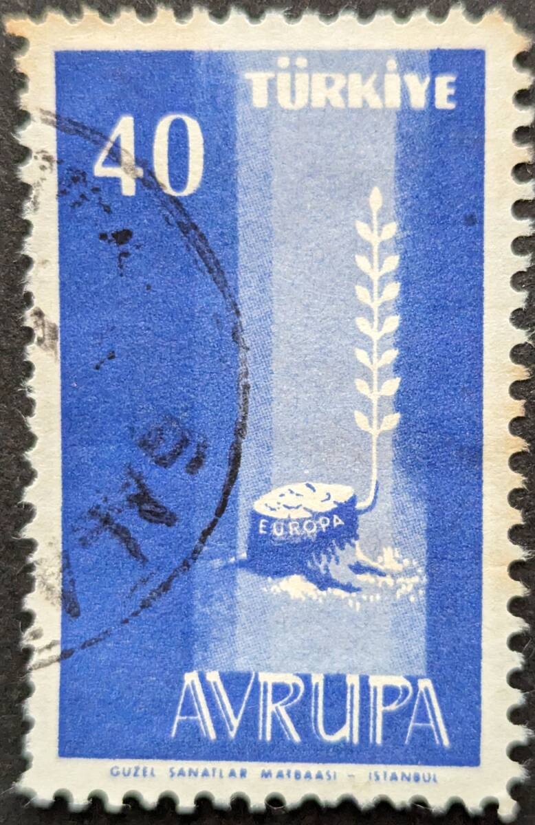 【外国切手】 トルコ 1958年10月10日 発行 EUROPA切手 消印付き_画像1