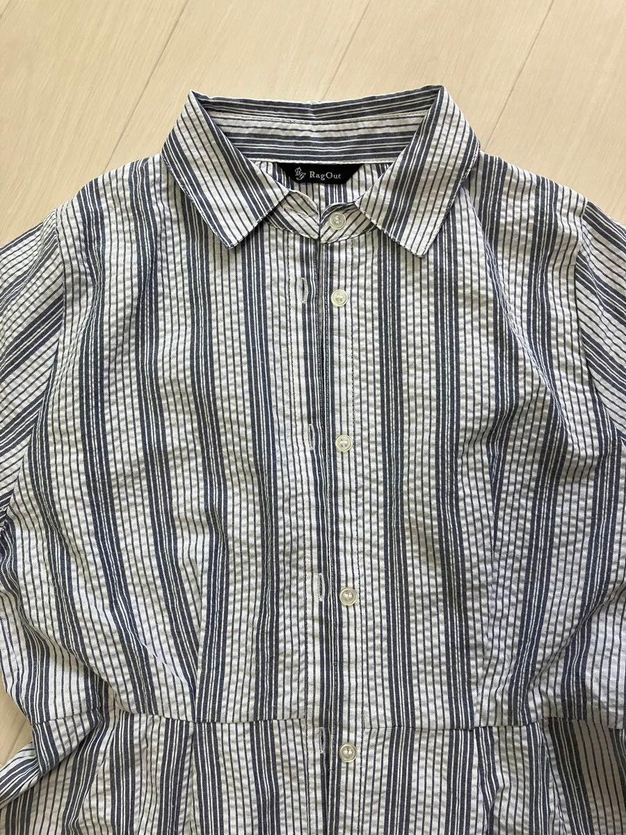 レディース/ロング/シャツワンピース/カーディガン/Lサイズ/七分袖/古着