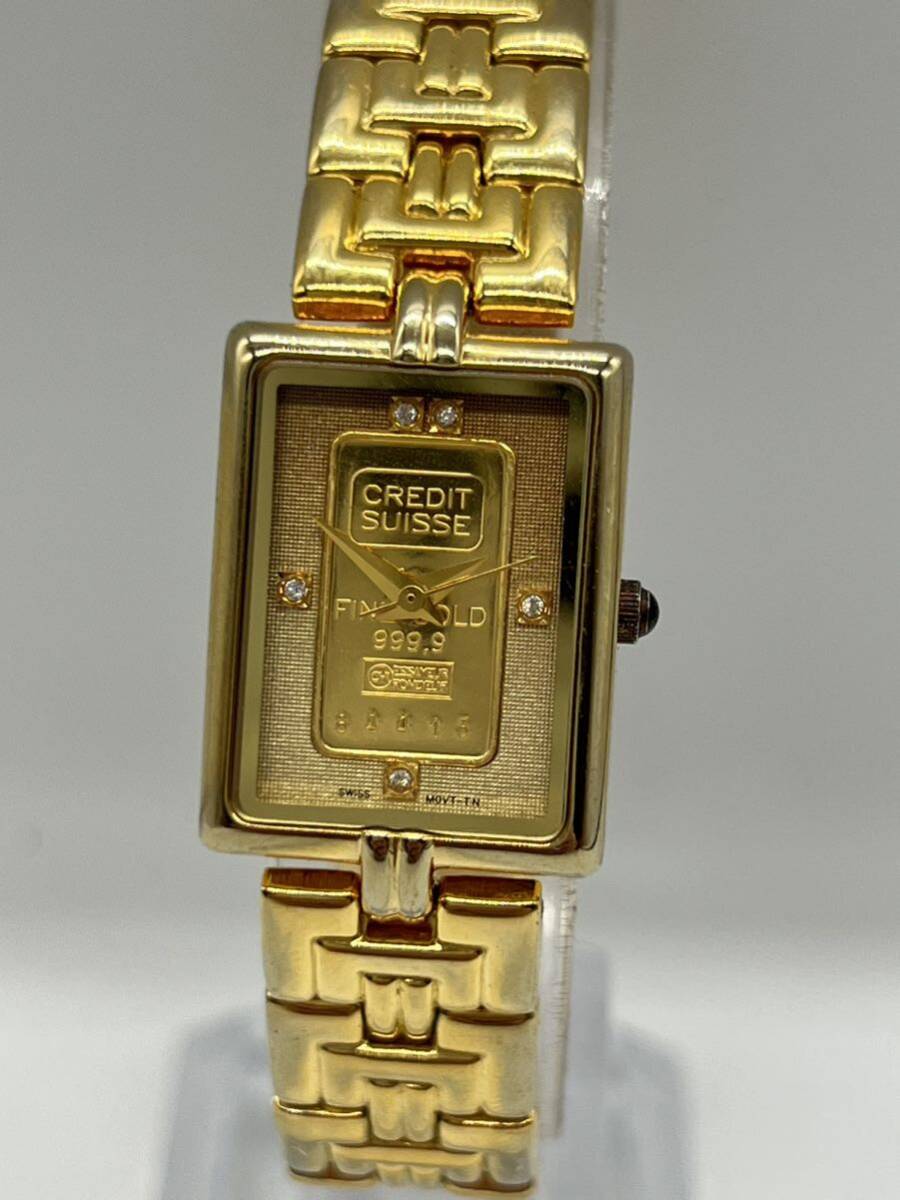 ELGIN エルジン 腕時計 K24 純金インゴット埋め込み 文字盤 FK-582-TN 999.9 gold ingot 1gの画像1