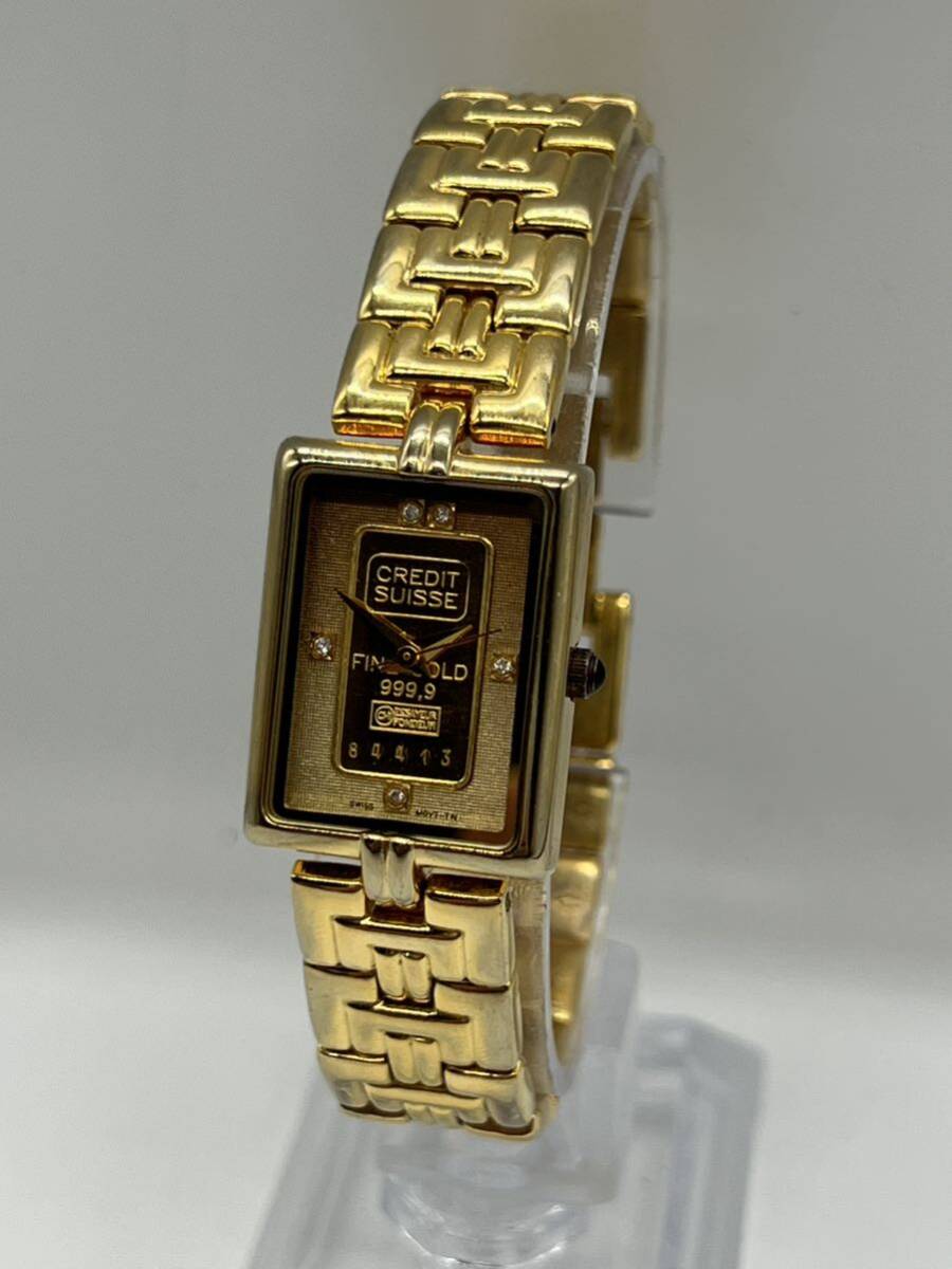 ELGIN エルジン 腕時計 K24 純金インゴット埋め込み 文字盤 FK-582-TN 999.9 gold ingot 1gの画像2