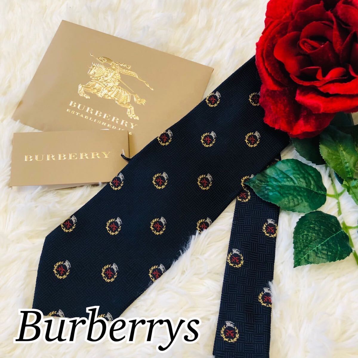 Burberrys Burberry BURBERRY men's man gentleman necktie brand necktie total pattern black black mode business beautiful goods ..8.8cm