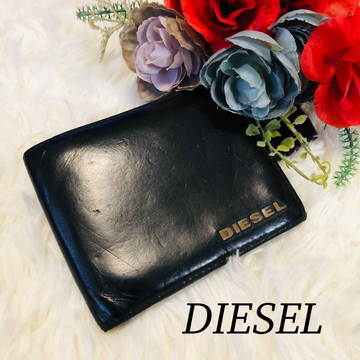 DIESEL ディーゼル メンズ 男性 紳士 ブランド財布 二つ折り財布 折り財布 黒 ブラック ビジネス カジュアル デニムブランド シンプル_画像1