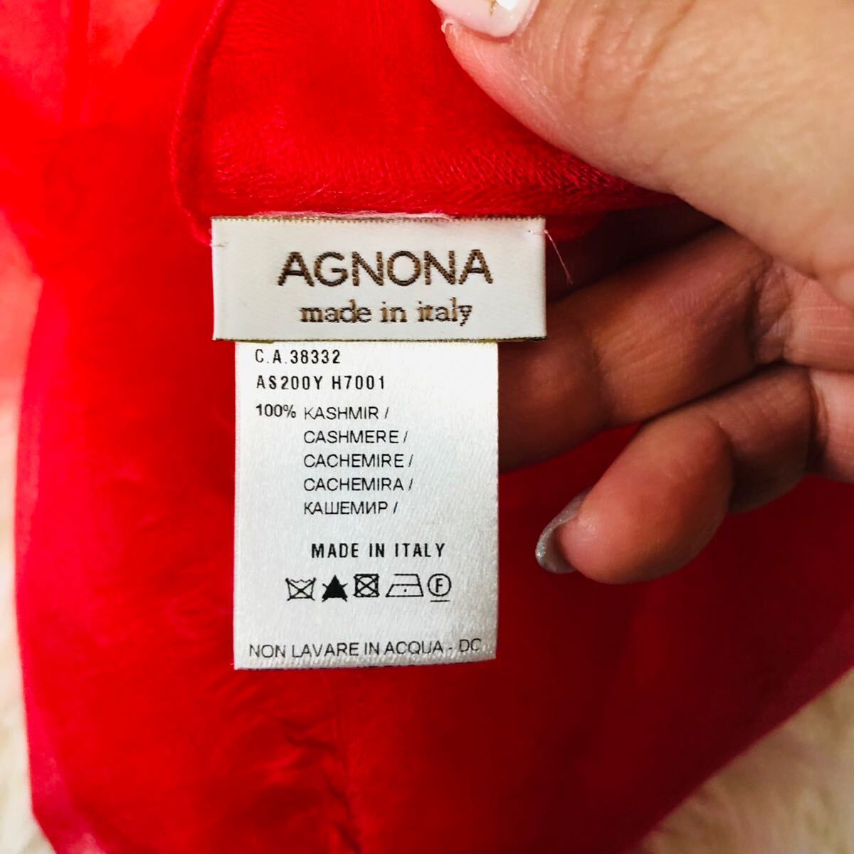 AGNONAani owner lady's woman woman stole brand stole red red cashmere cashmere 100% new goods unused new goods unused 200×73cm