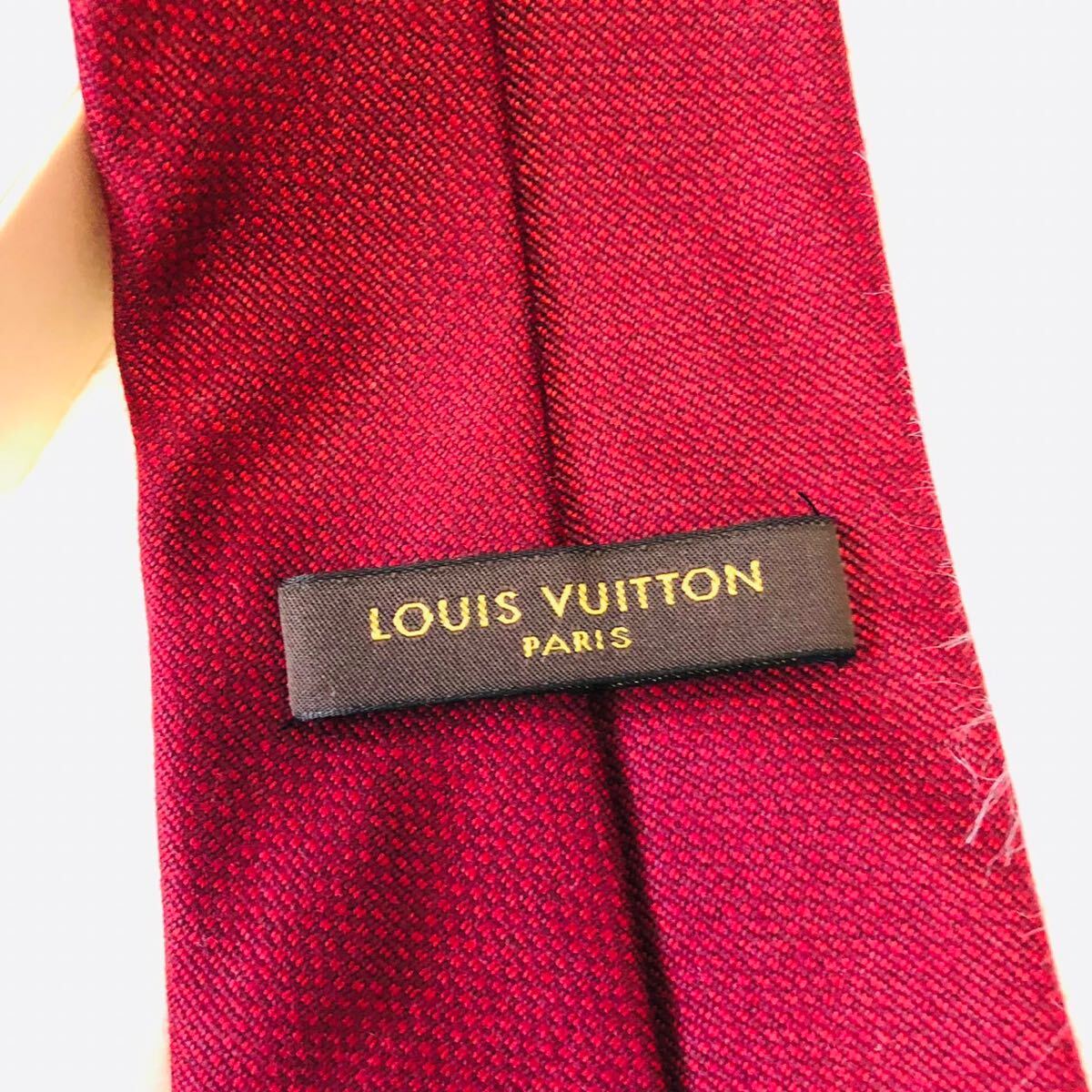 LOUIS VUITTON ルイヴィトン ネクタイ ブランドネクタイ シンプル ボルドー カシミヤ 50% ビジネス 結婚式 美品 剣先 9.5cmの画像6