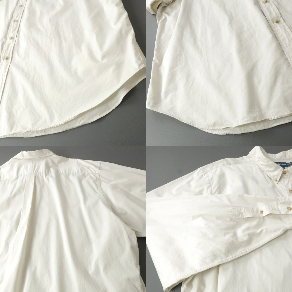 ビッグサイズ◎90s ラルフローレン ツイルシャツ ヘビーコットン オフホワイト 4XLT(5L)_画像4