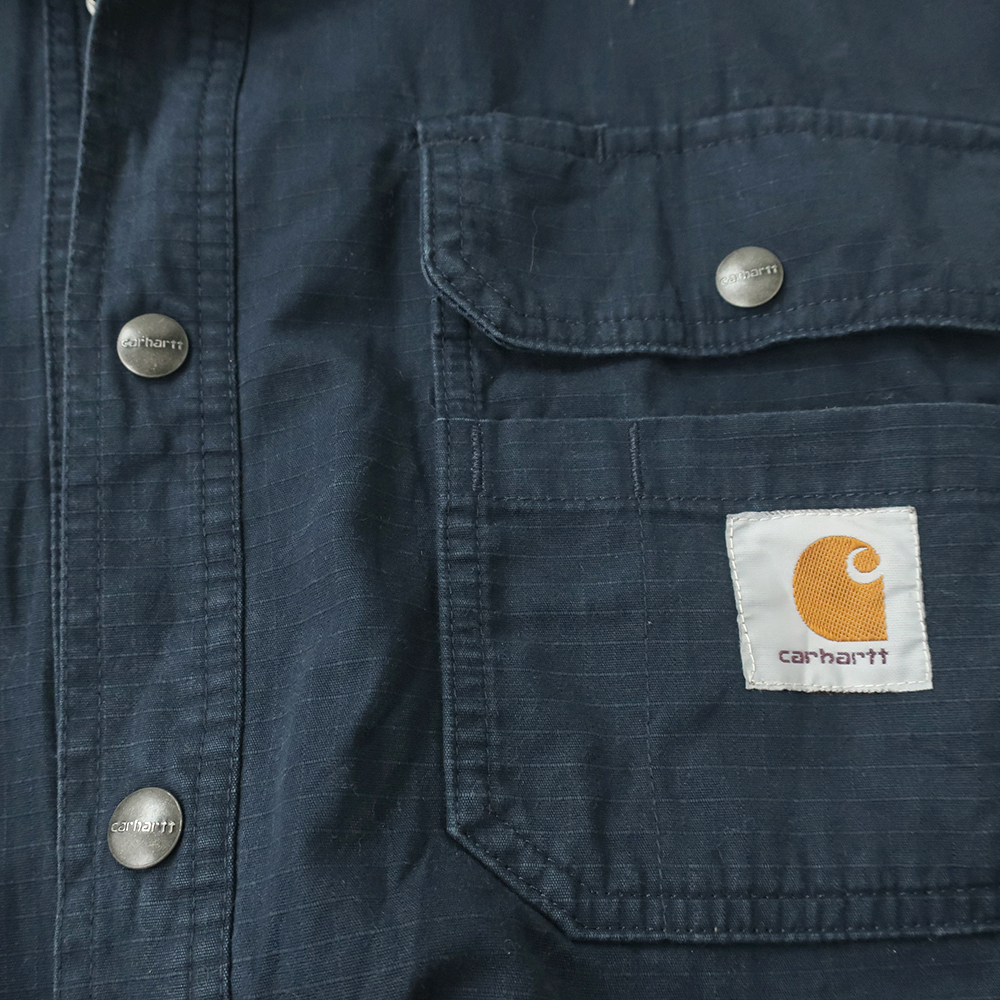 carhartt カーハート スナップジャケット ライトキャンバス チェック裏地 ネイビー(XL)_画像6