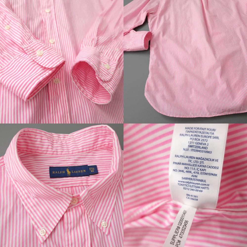 ラルフローレン ロンドンストライプ ボタンダウンシャツ 春夏TWO-PLY COTTON ピンク(XXL)の画像5